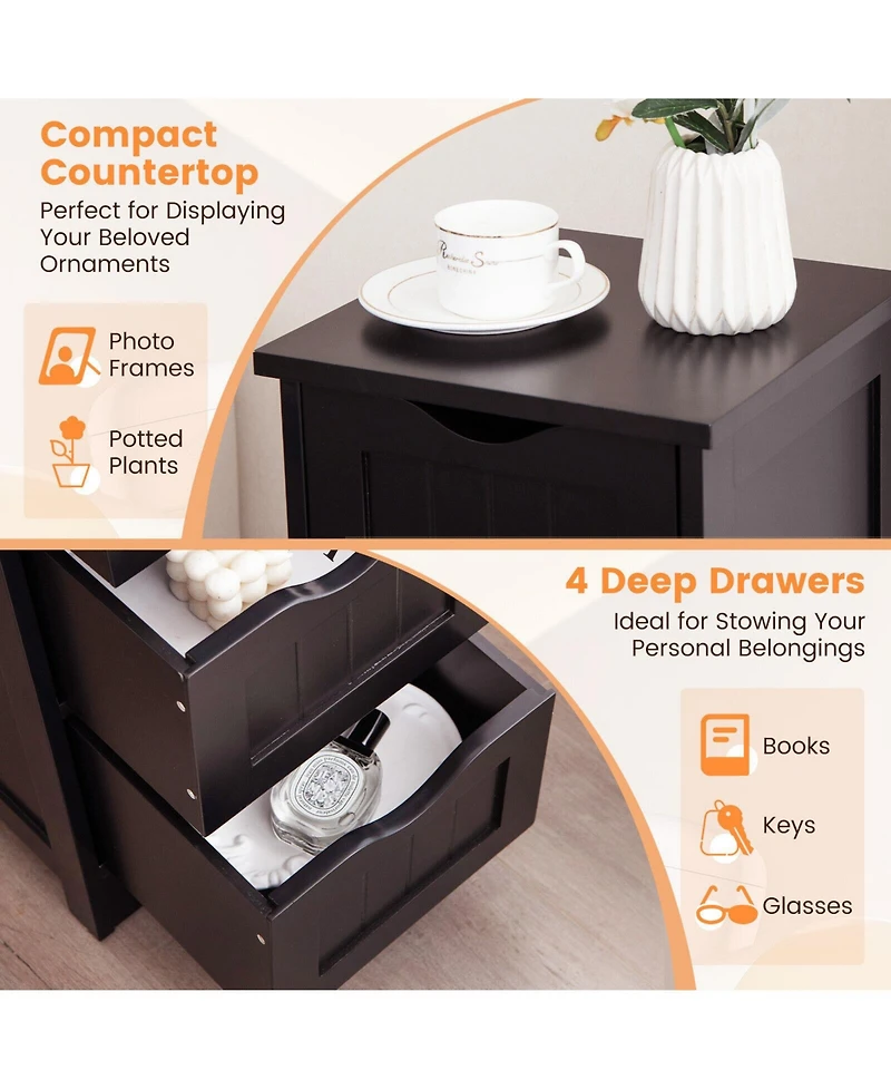 Volenca Slim 4-Drawer Free-Standing Bathroom Floor Cabinet, 32-in H