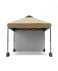 homfan 10x10 Pop Up Canopy Tent With Sidewall, Easy Setup, Upf 50+ Protection, Adjustable, Portable, Includes Wheeled Bag, Stakes And Sandbags