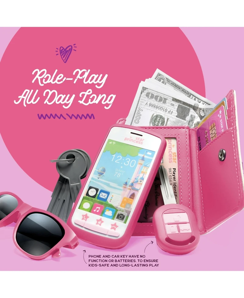 Gnuadz Play Purse Pretend Phone Wallet Cards Keys Makeup Role Kids Toy