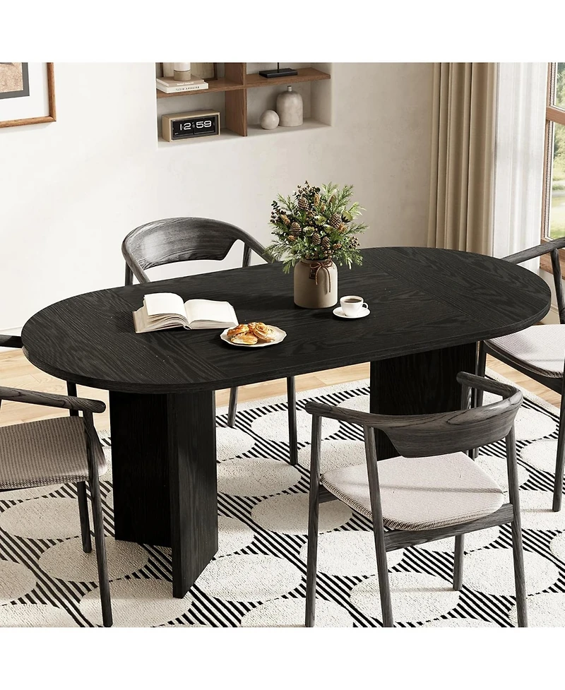 Tribesigns 63" Oval Farmhouse Dining Table for 4-6
