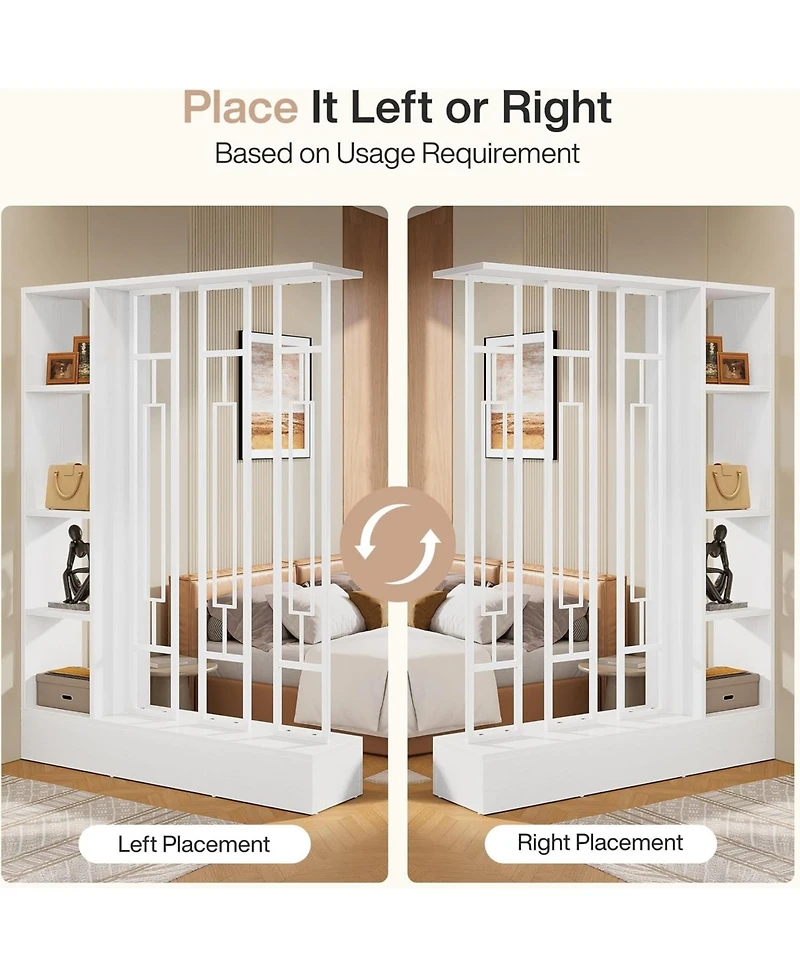 Tribesigns Wall Room Divider with Display Shelves, 70.9" Modern Freestanding Room Divider Screen with Sturdy Base, Wall Partition