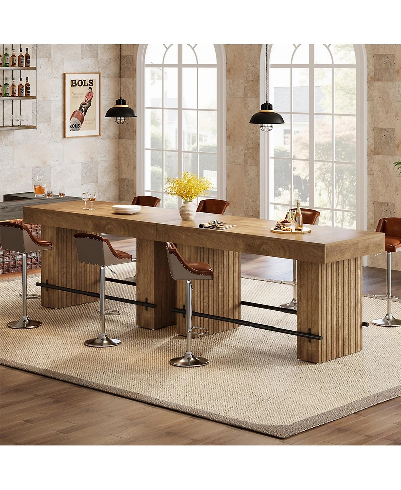 Tribesigns 62.2Inch Bar Table, Industrial Counter Height Pub Dining Table, Large Home Bar Unit