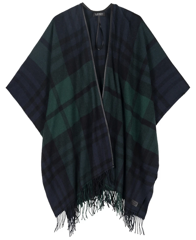 Lauren Ralph Lauren Plaid Fringe Ruana