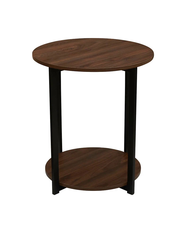 Household Essentials Jamestown Round End Table with Storage Shelf