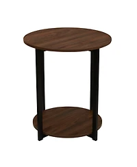 Household Essentials Jamestown Round End Table with Storage Shelf