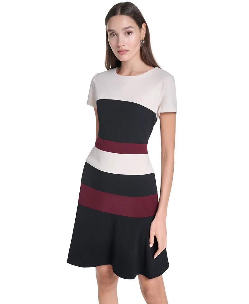 Tommy Hilfiger Women's Short-Sleeve Colorblock Sheath Dress
