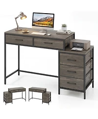 Slickblue Computer Desk with 5 Drawers and Printer Stand