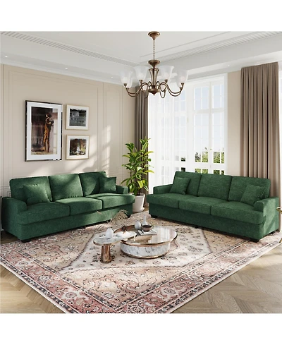 homfan 86" Corduroy Comfy Sofa, 3-Seater with 2 Throw Pillows, Cloud Couch Deep Seats, Removable Back Cushions, Modern Sofa for Living Room.