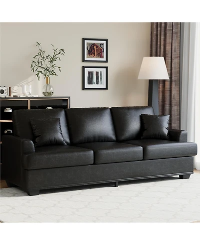 homfan 86" Corduroy Comfy Sofa, 3-Seater with 2 Throw Pillows, Cloud Couch Deep Seats, Removable Back Cushions, Modern Sofa for Living Room.