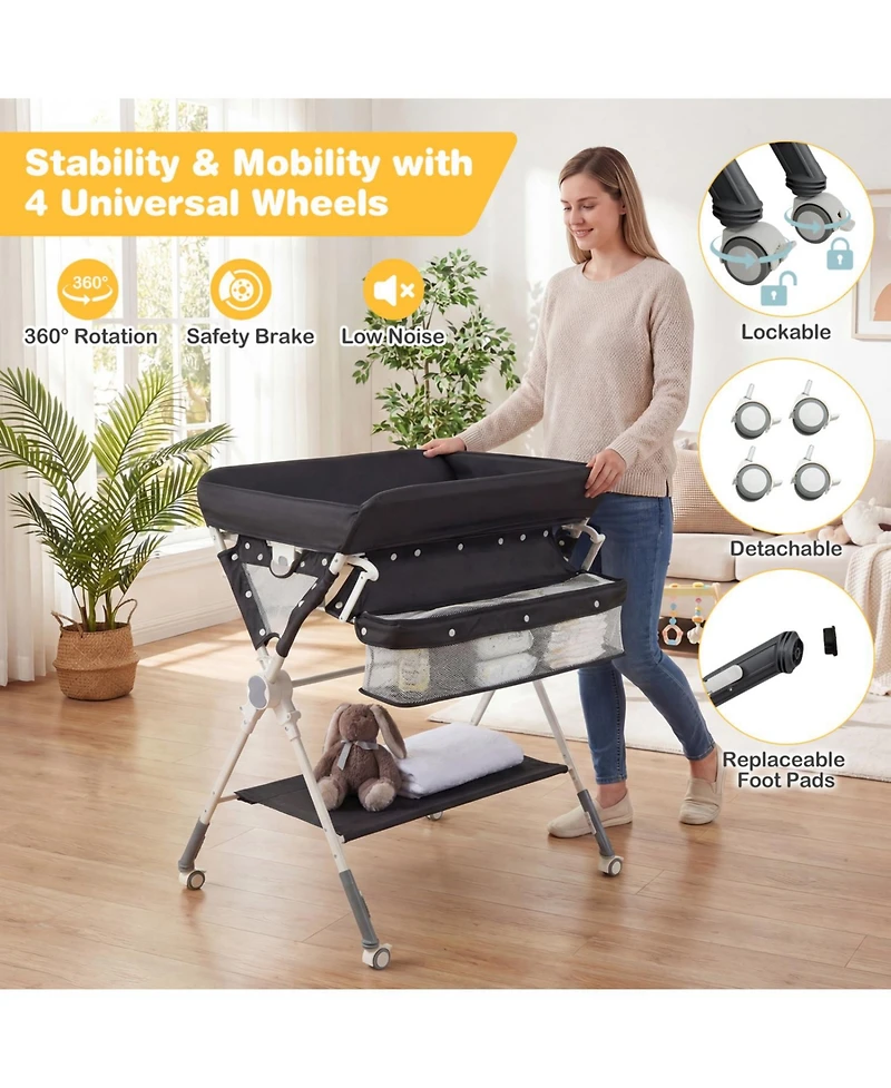 Slickblue Baby Changing Table with Storage Bag Foldable Nursery Organizer