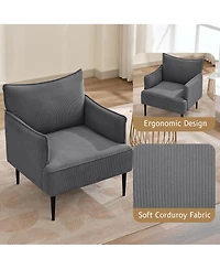 homfan Mid-Century Modern Accent Chair with Corduroy Fabric and Sturdy Wood Frame
