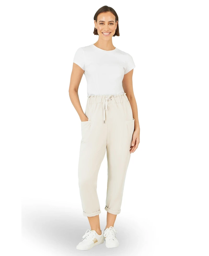 Yumi Women's Cotton Relaxed Stretch Trousers
