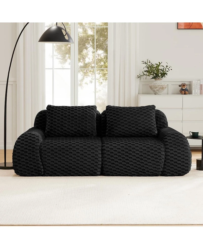 Maison Boucle 82'' Modern Flannelette Modular Loveseat Sofa, Deep Seat, 2 Seater