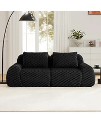Maison Boucle 82'' Modern Flannelette Modular Loveseat Sofa, Deep Seat, 2 Seater