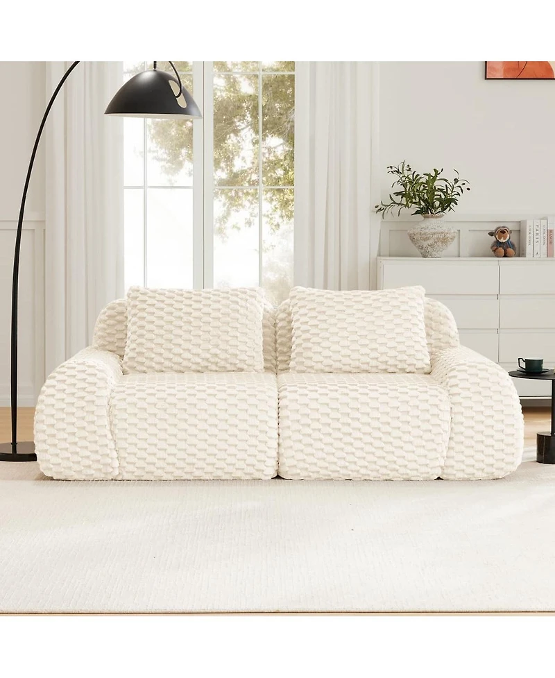 Maison Boucle 82'' Modern Flannelette Modular Loveseat Sofa, Deep Seat, 2 Seater