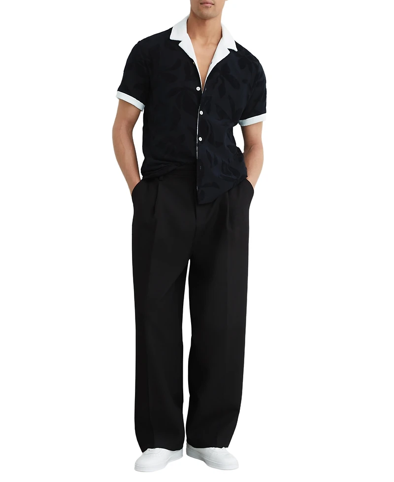 Reiss Men's Zuma Towelling Jacquard Cuban Shirt