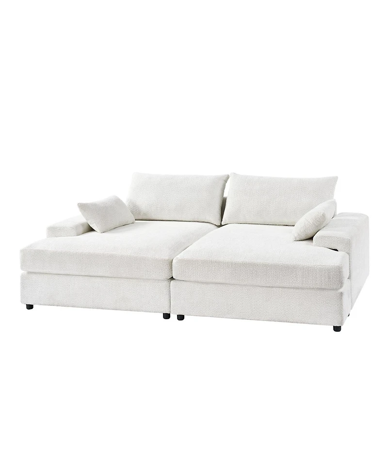 Hulala Home Tychon 87inch Upholstered Square Arm Deep Seating Sleeper Sofa