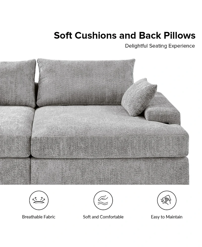 Hulala Home Tychon 87inch Upholstered Square Arm Deep Seating Sleeper Sofa