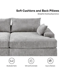Hulala Home Tychon 87inch Upholstered Square Arm Deep Seating Sleeper Sofa