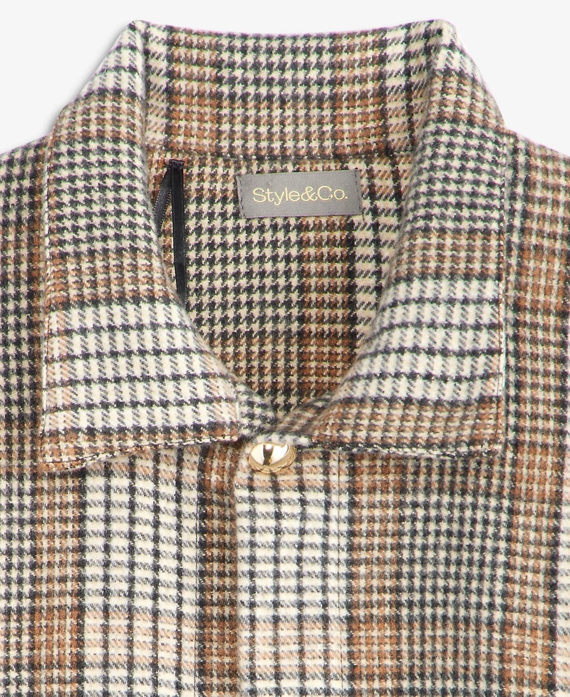 Style & Co Women's Plaid Houndstooth Topper, Macy's Exclusive