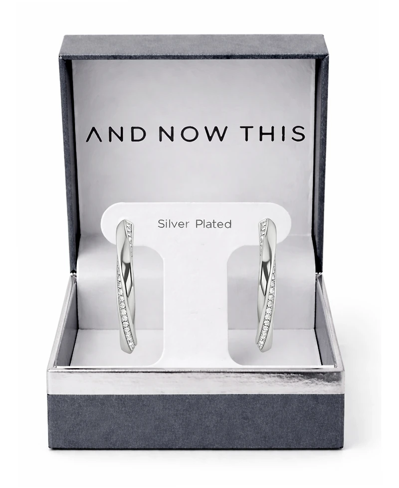 And Now This Crystal Post Tiwsted C Hoop Earrings