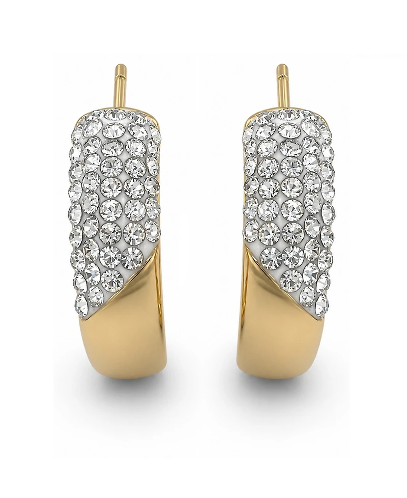 Essentials Clear Crystal Pave J Hoop Earring, Gold Plate and Silver Plate