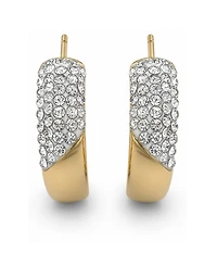 Essentials Clear Crystal Pave J Hoop Earring, Gold Plate and Silver Plate