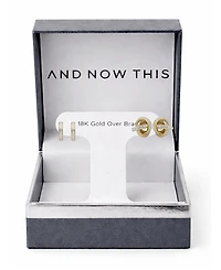 Essentials Clear Crystal Loveknot and C-hoop Duo Earring Silver Plate or Gold