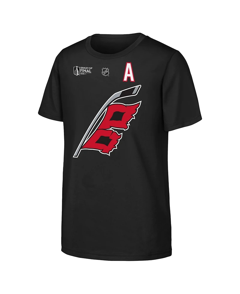 Outerstuff Big Boys and Girls Sebastian Aho Black Carolina Hurricanes 2026 Stanley Cup Final Name Number T-Shirt
