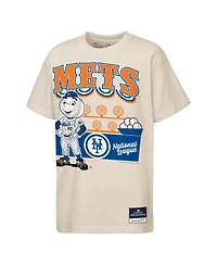 Mitchell & Ness Big Boys and Girls Cream New York Mets Step Back Up Mascot T-Shirt