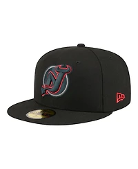New Era Men's Black Jersey Devils Color Pop 59FIFTY Fitted Hat