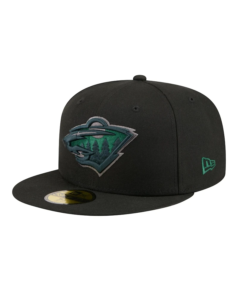 New Era Men's Black Minnesota Wild Color Pop 59FIFTY Fitted Hat