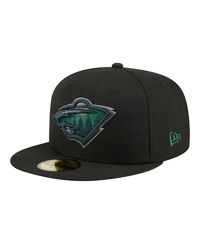 New Era Men's Black Minnesota Wild Color Pop 59FIFTY Fitted Hat