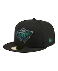 New Era Men's Black Minnesota Wild Color Pop 59FIFTY Fitted Hat