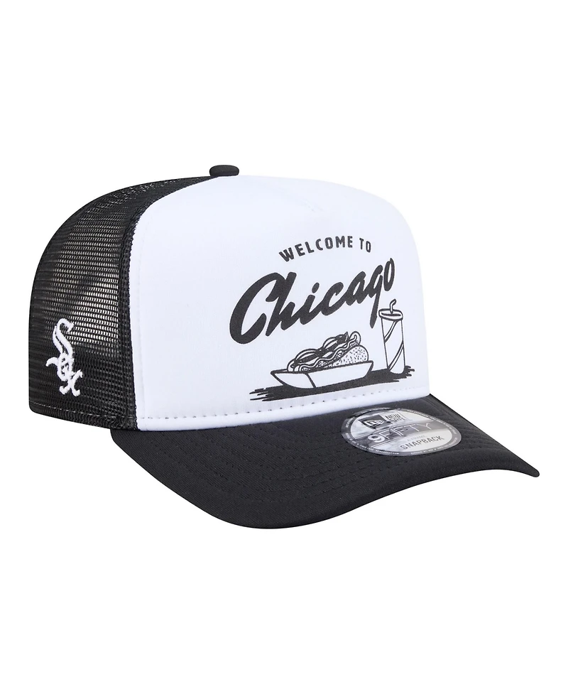 New Era Men's White/Black Chicago White Sox Foodie A-Frame 9FIFTY Trucker Snapback Hat