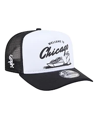New Era Men's White/Black Chicago White Sox Foodie A-Frame 9FIFTY Trucker Snapback Hat