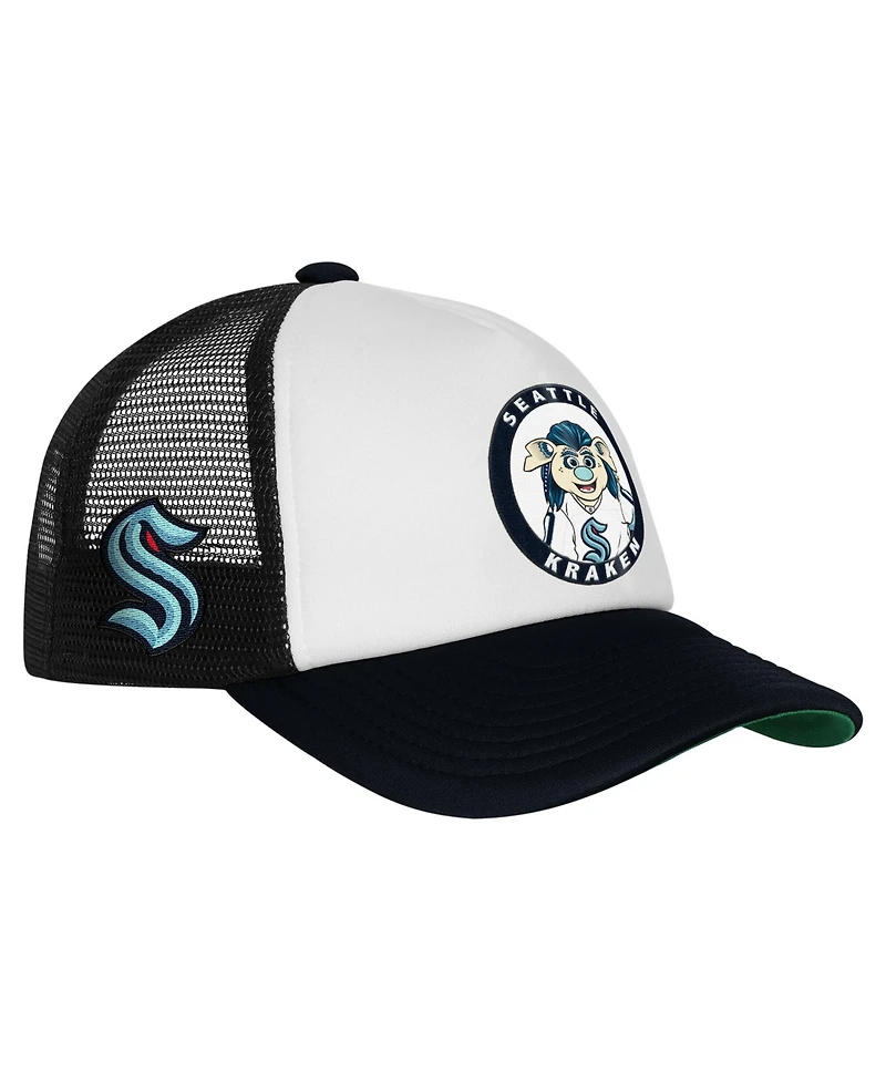 Mitchell & Ness Big Boys and Girls White Seattle Kraken Mascot Adjustable Trucker Hat