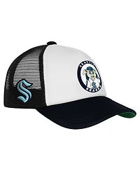 Mitchell & Ness Big Boys and Girls White Seattle Kraken Mascot Adjustable Trucker Hat