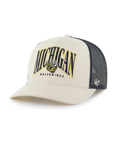 '47 Brand Men's Natural Michigan Wolverines Drawbridge Trucker Adjustable Hat