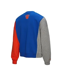 Mitchell & Ness Men's and Women's Blue New York Knicks Hardwood Classics Split 3 Pullover Sweatshirt