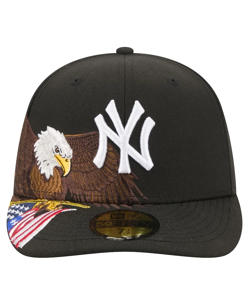 New Era Men's Black York Yankees Americana Bald Eagle Pre-Curved 59FIFTY Fitted Hat