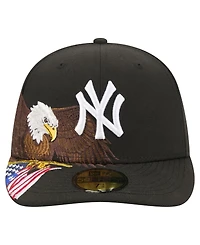 New Era Men's Black York Yankees Americana Bald Eagle Pre-Curved 59FIFTY Fitted Hat