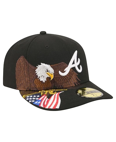New Era Men's Black Atlanta Braves Americana Bald Eagle Pre-Curved 59FIFTY Fitted Hat