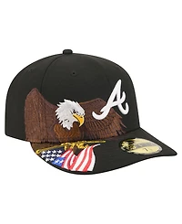 New Era Men's Black Atlanta Braves Americana Bald Eagle Pre-Curved 59FIFTY Fitted Hat