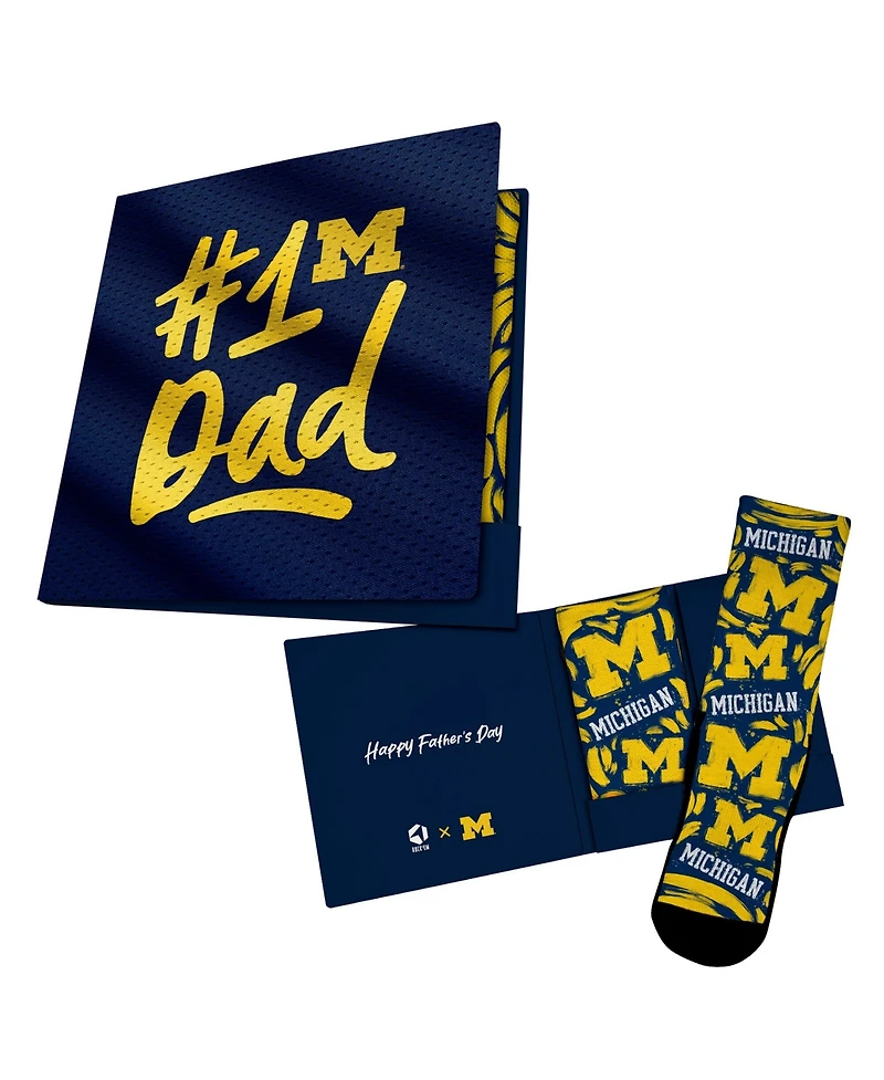 Rock Em Socks Men's and Women's Navy Michigan Wolverines 1 Dad Gift Card Socks