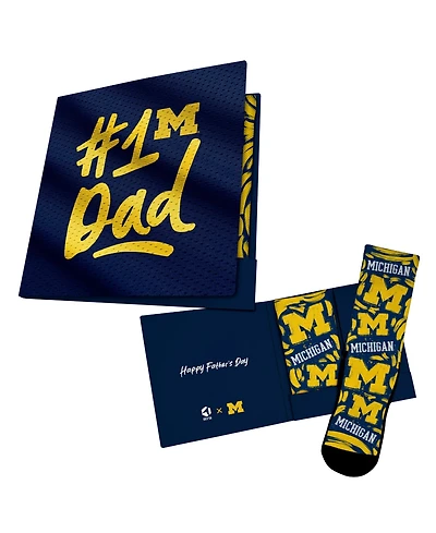 Rock Em Socks Men's and Women's Navy Michigan Wolverines 1 Dad Gift Card Socks