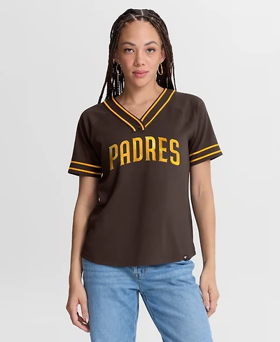 Fanatics Women's Brown San Diego Padres Diva Race Ahead Raglan V-Neck T-Shirt