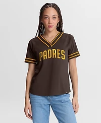 Fanatics Women's Brown San Diego Padres Diva Race Ahead Raglan V-Neck T-Shirt