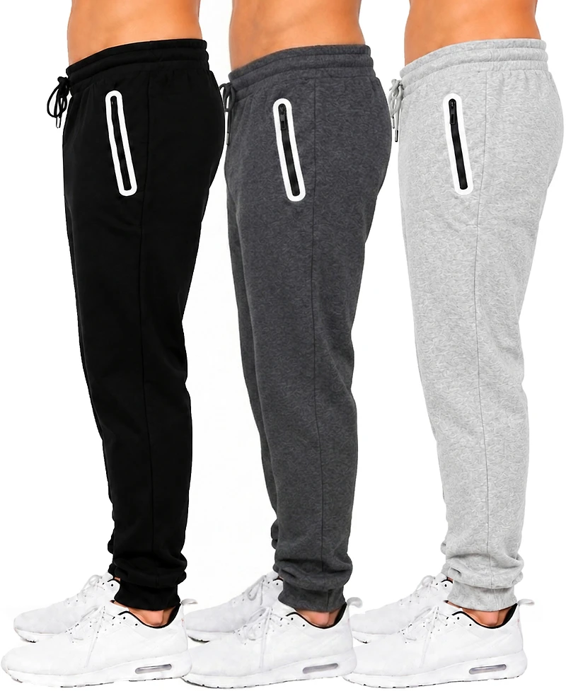 Blue Ice Men's Fleece-Lined Slim-Fit Jogger Sweatpants, 3-Pack Set