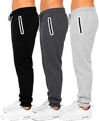 Blue Ice Men's Fleece-Lined Slim-Fit Jogger Sweatpants, 3-Pack Set